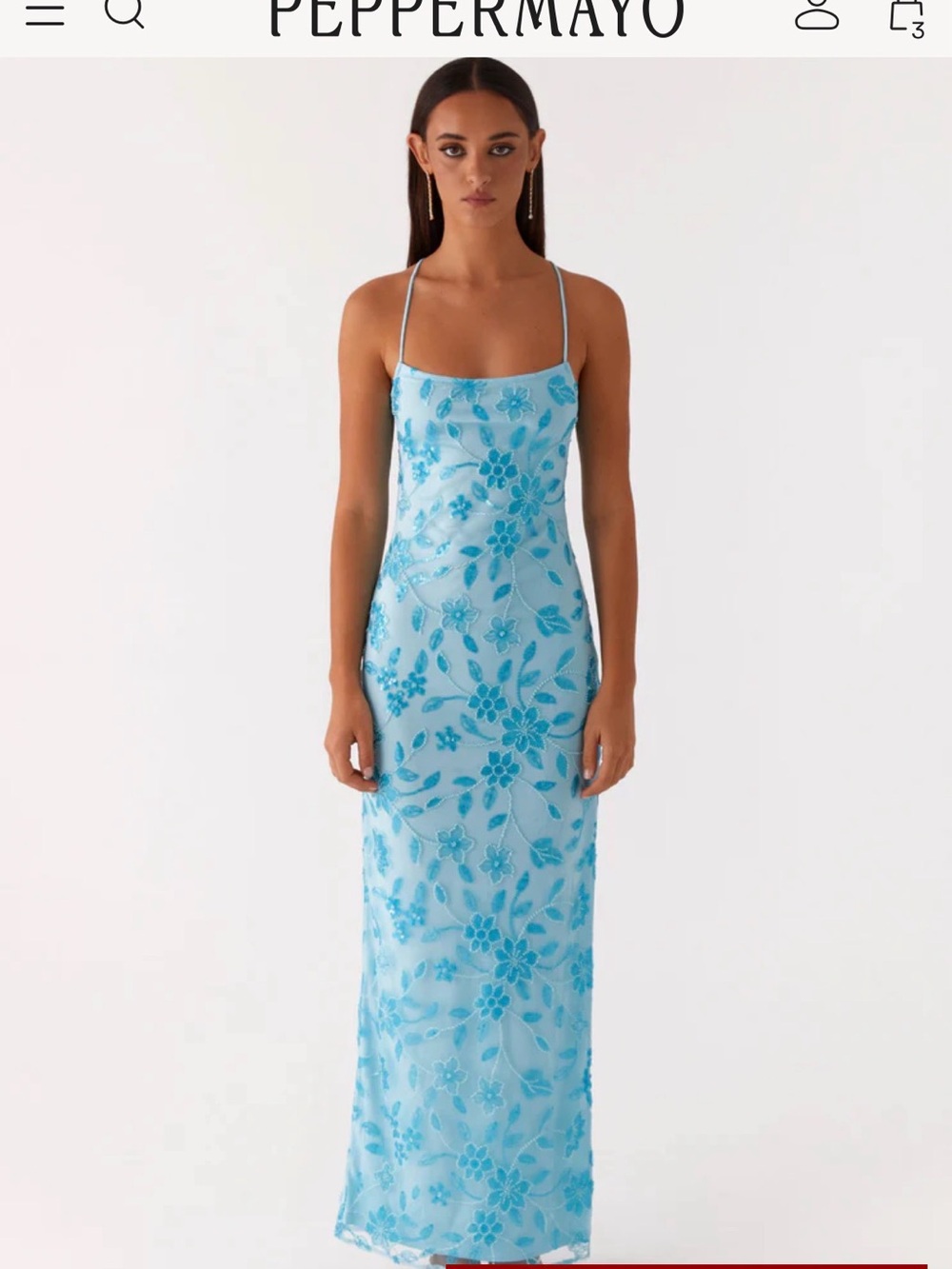 Peppermayo Light Blue Floral Slip Maxi Dress